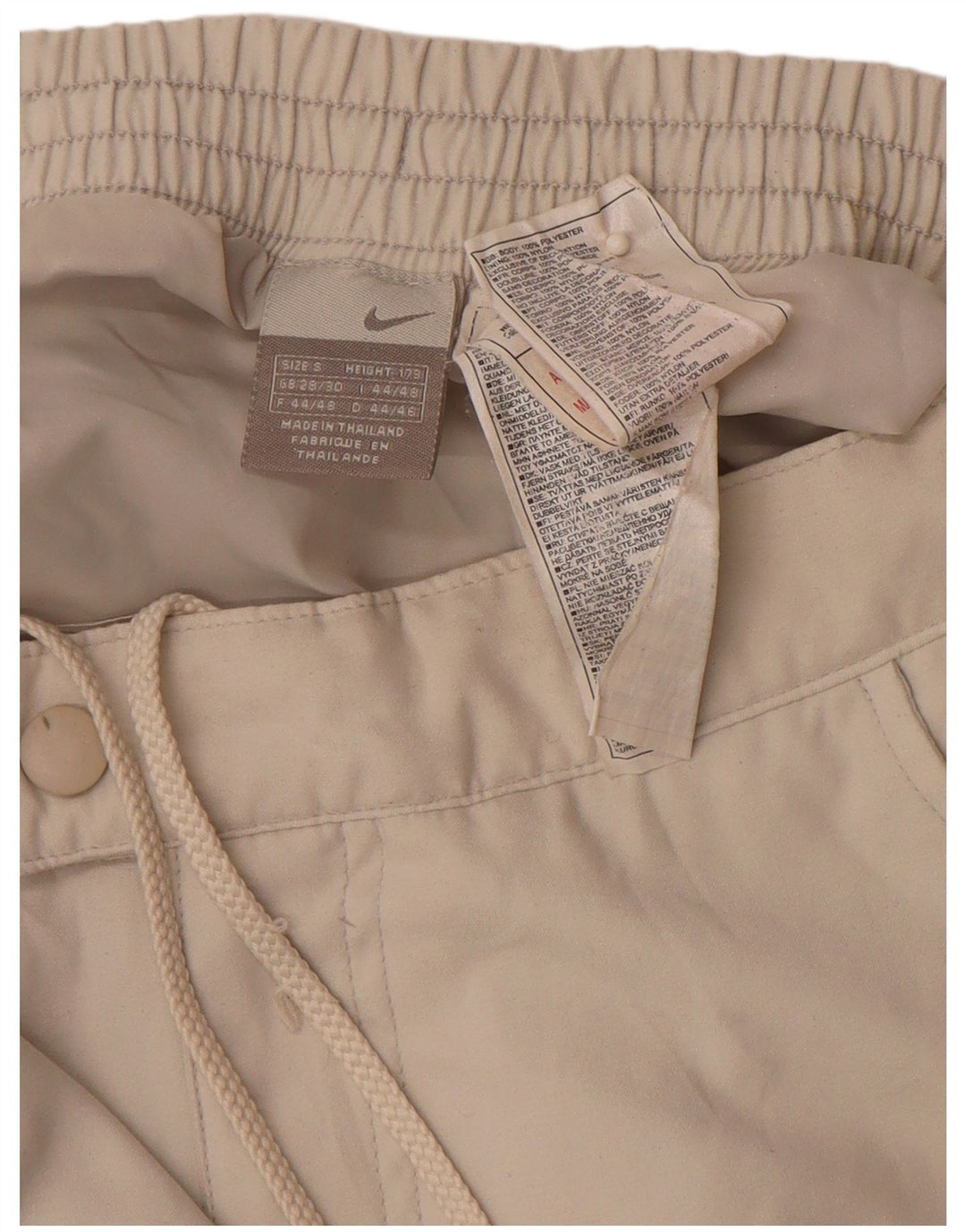 NIKE Pantaloni dritti da uomo con giacca a vento piccoli W29 L30 Beige Colourblock