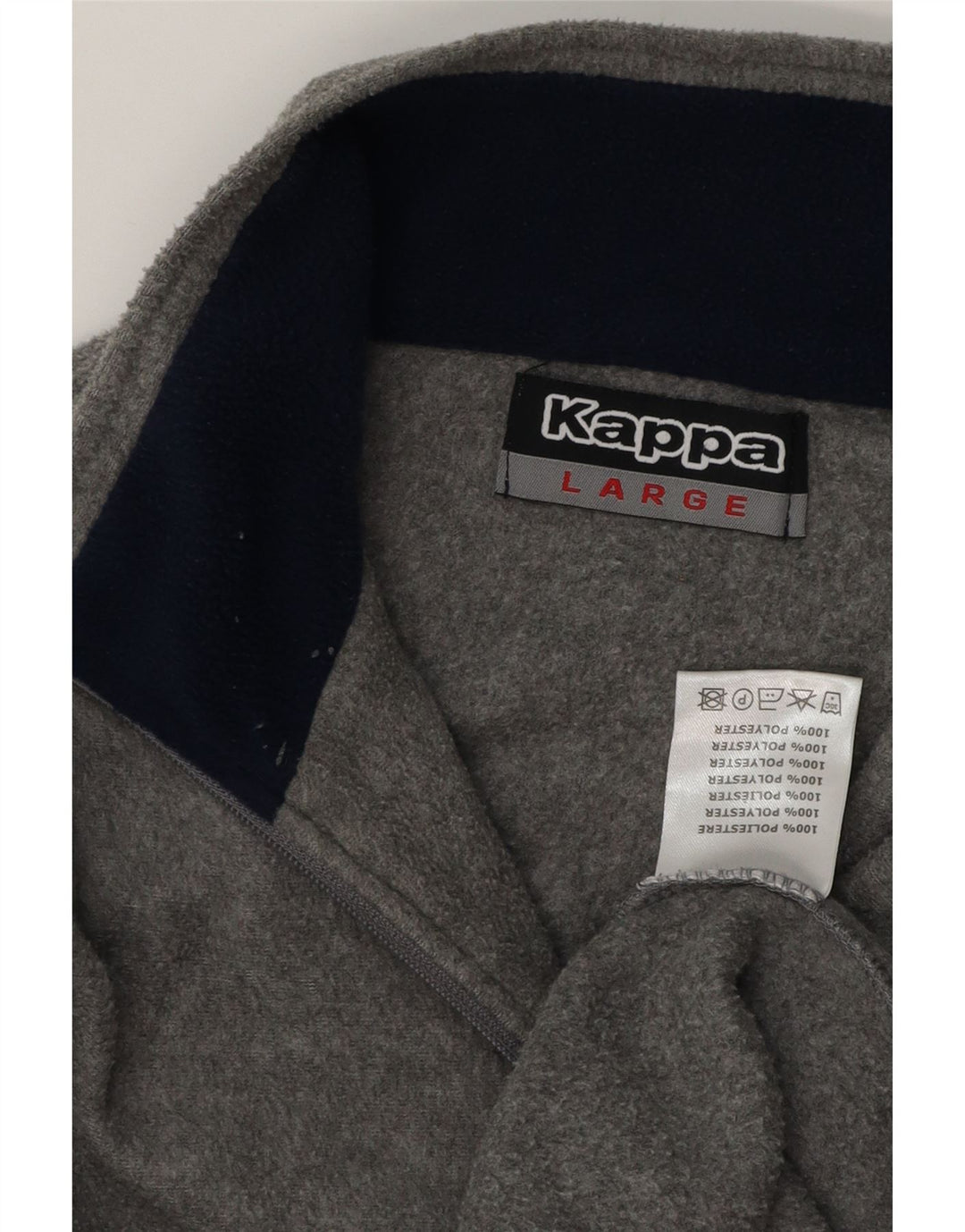 Maglione in pile Kappa da uomo con zip e collo, grande, in poliestere grigio