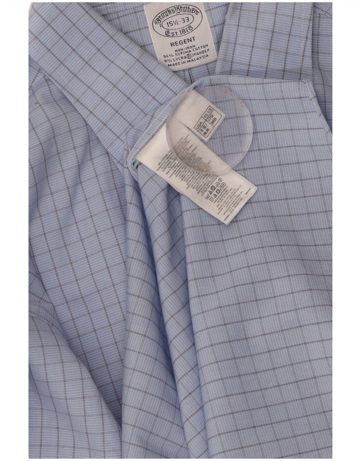 Camicia Regent da uomo Brooks Brothers taglia 15 1/2 cotone a quadri blu medio
