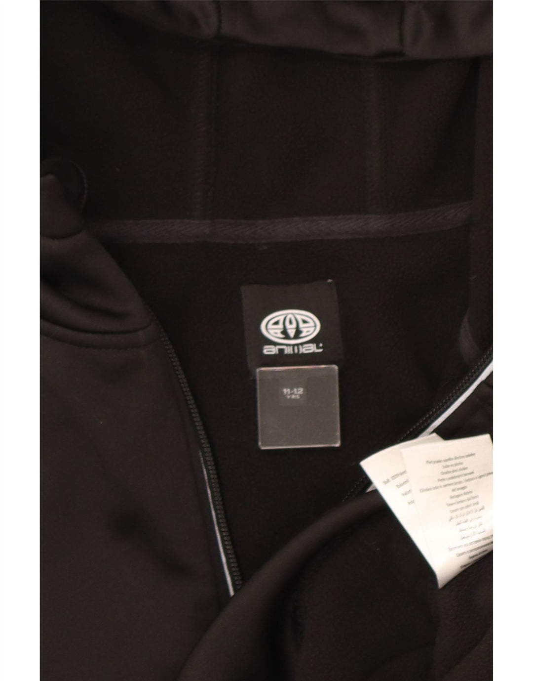 Maglione con cappuccio con zip grafica per ragazzi Animal 11-12 anni in poliestere nero