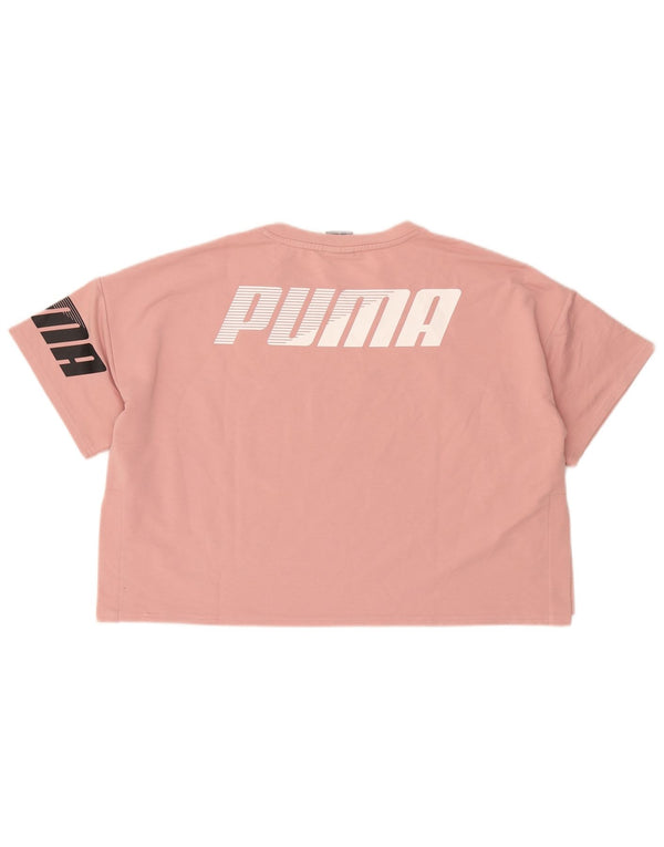 T-shirt grafica corta da donna Puma UK 16 grande rosa poliestere