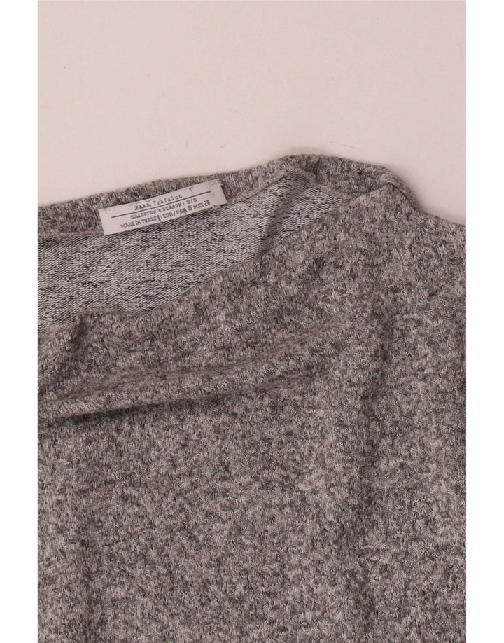 Top Zara da donna oversize a maniche lunghe UK 10 piccolo grigio chiazzato