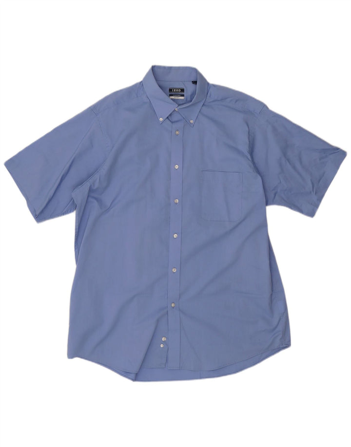 Camicia IZOD da uomo a maniche corte vestibilità regolare taglia 17 XL blu