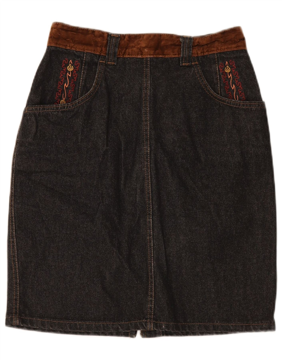 Gonna di jeans a vita alta da donna STEFANEL IT 46 Large W28 Cotone grigio