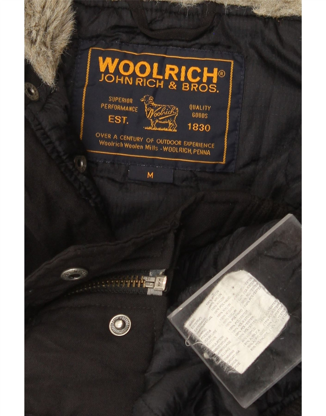 Giubbotto bomber con cappuccio da uomo WOOLRICH UK 38 nylon nero medio