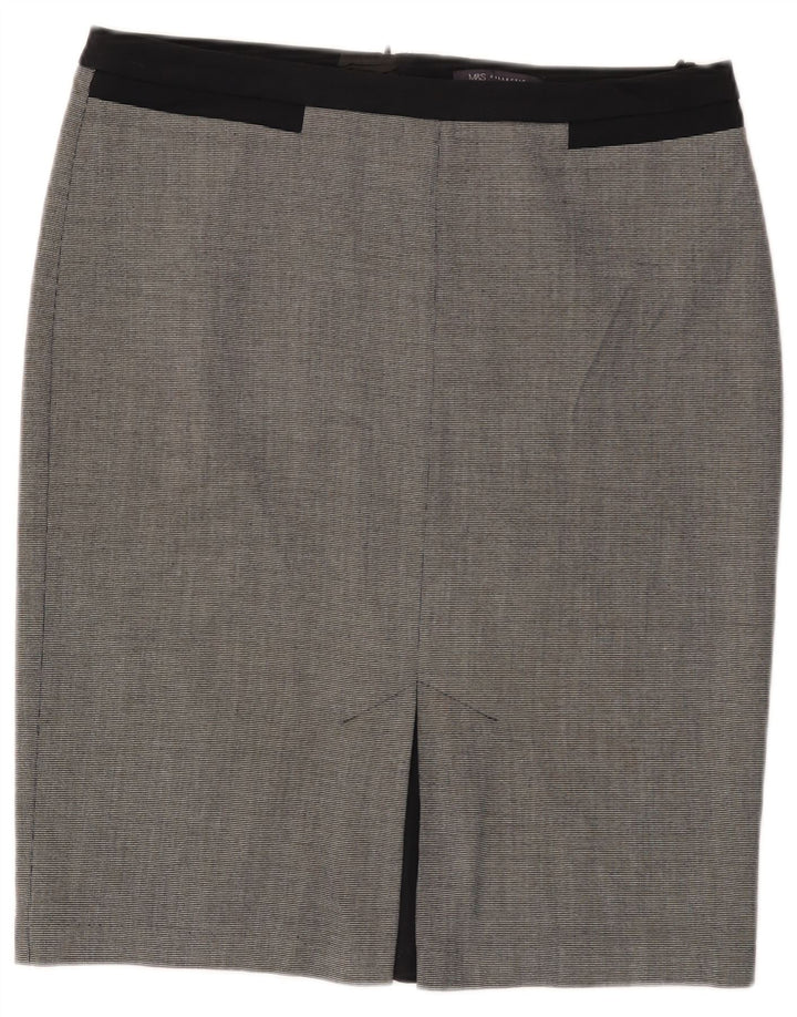 Gonna a tubino da donna Marks & Spencer UK 14 Large W34 Poliestere nero a quadri