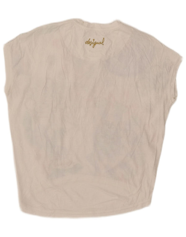 Desigual T-shirt grafica oversize da donna Top UK 10 Small Bianca