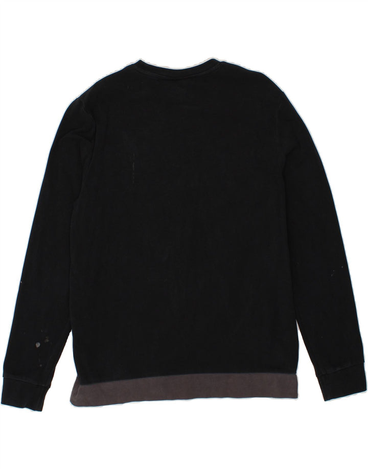 FILA Mens Sweatshirt Jumper Medium Black Colourblock Cotton Vintage Fila and Second-Hand Fila from Messina Hembry 