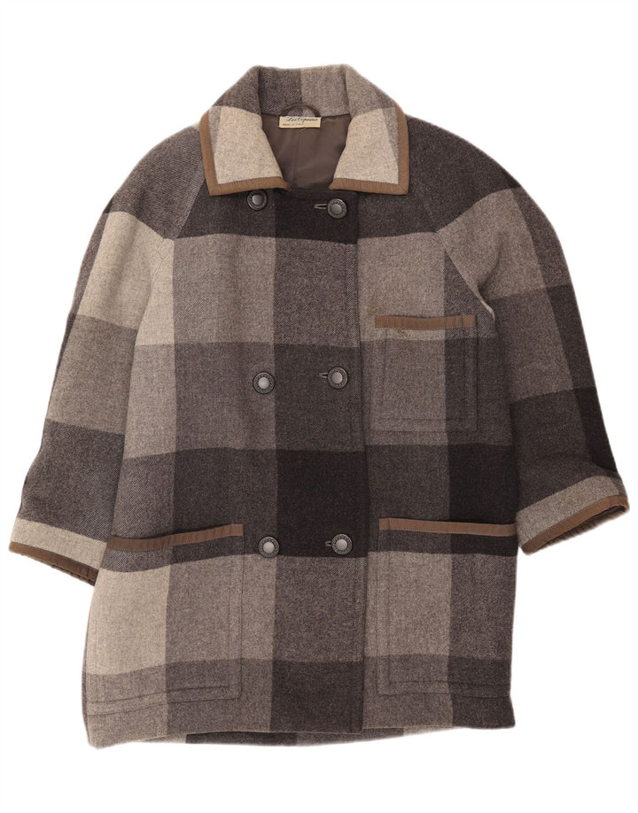 Cappotto doppiopetto da donna Les Copains UK 18 XL lana a quadri grigia