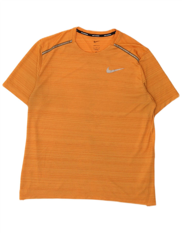 T-shirt Nike Dri Fit da uomo, grande, in poliestere gessato arancione