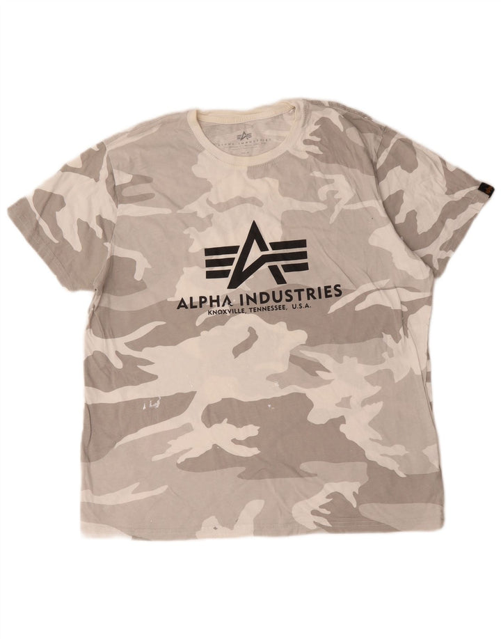T-shirt grafica da uomo Alpha Industries Top in cotone mimetico grigio medio