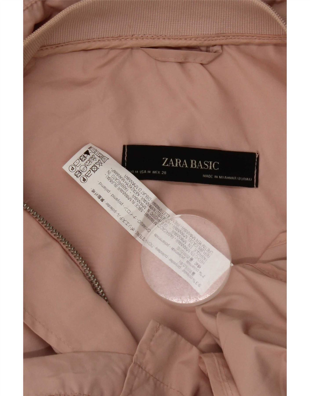 Giacca antipioggia con cappuccio da donna Zara UK 14 poliestere rosa medio