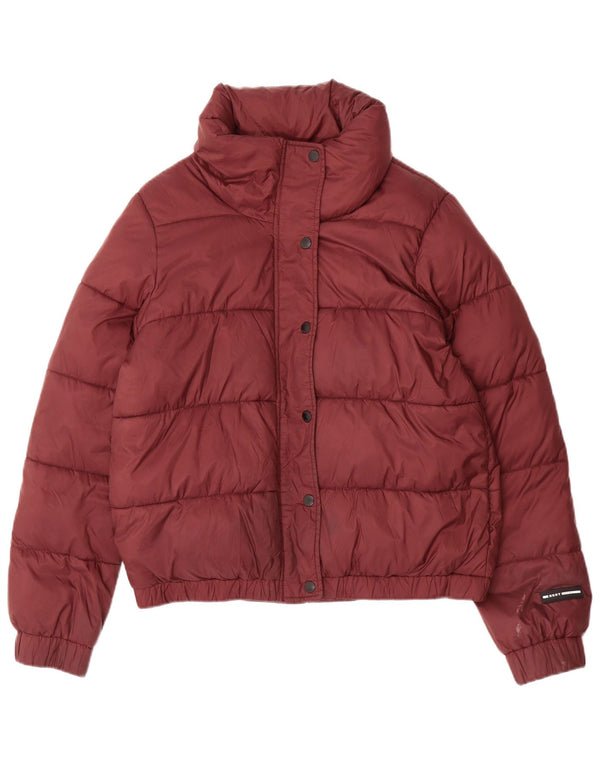 Giacca imbottita grafica da donna Dkny UK 14 poliestere marrone medio medio