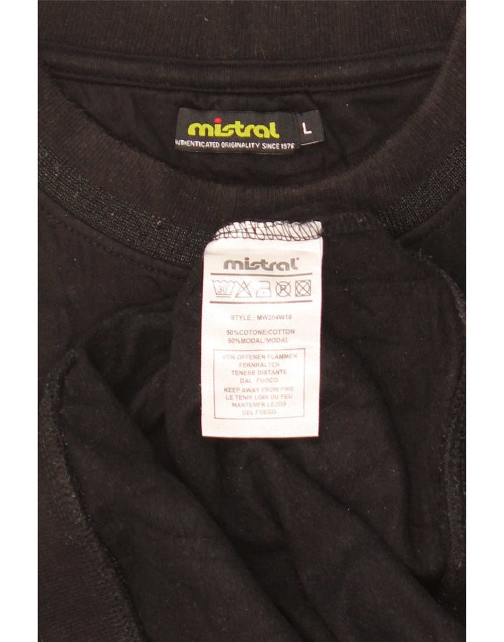 Felpa grafica da uomo Mistral Maglione grande cotone nero