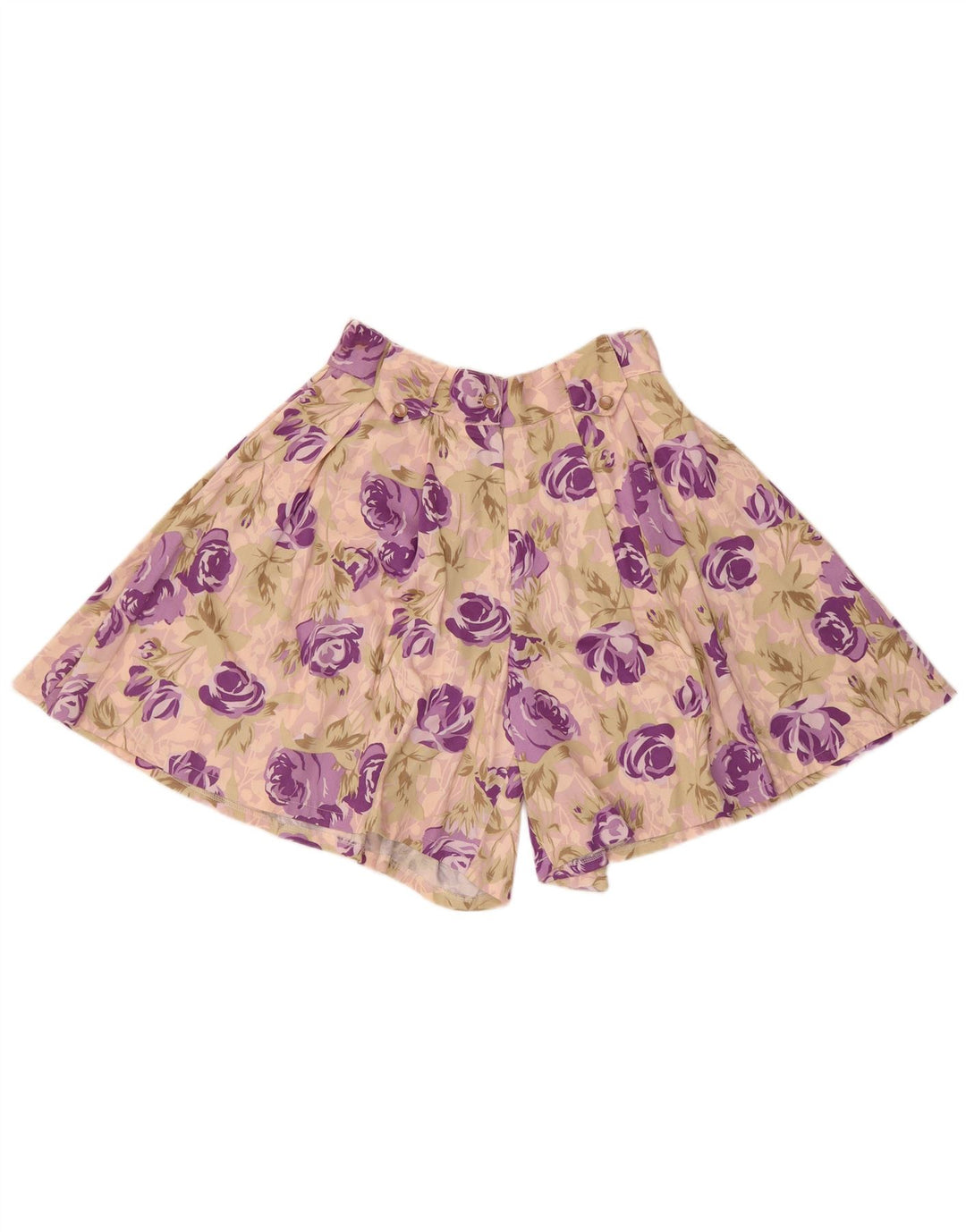 Pantaloncini culotte da donna vintage W28 rosa medio floreale