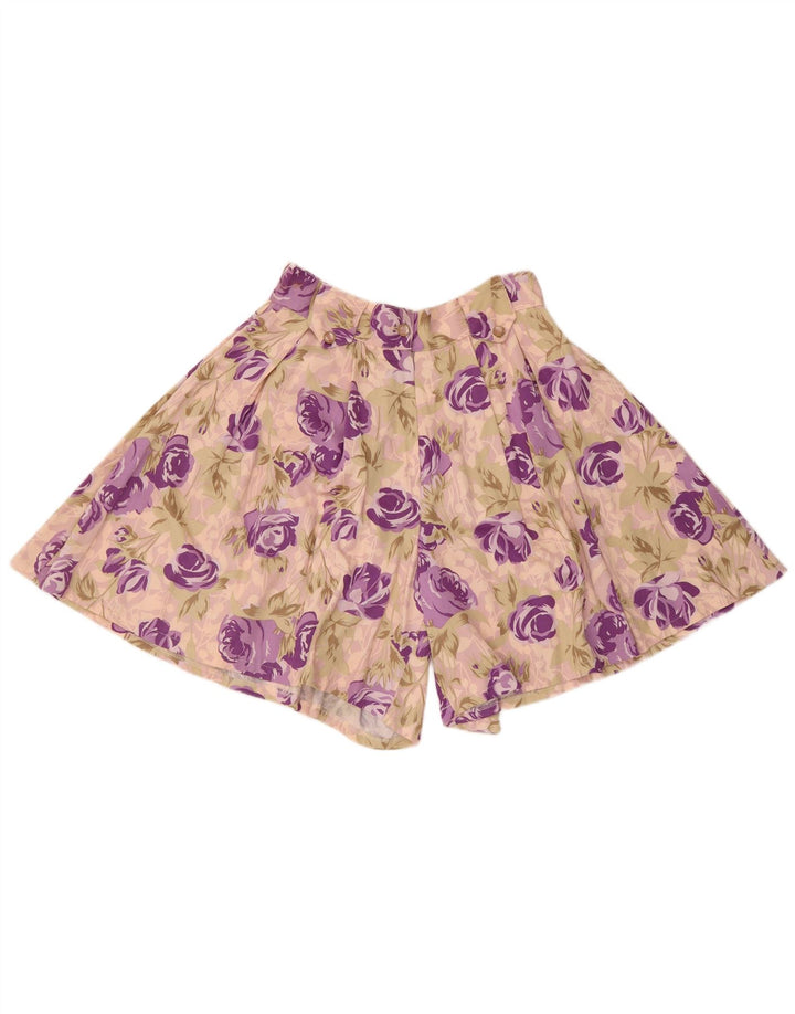 Pantaloncini culotte da donna vintage W28 rosa medio floreale