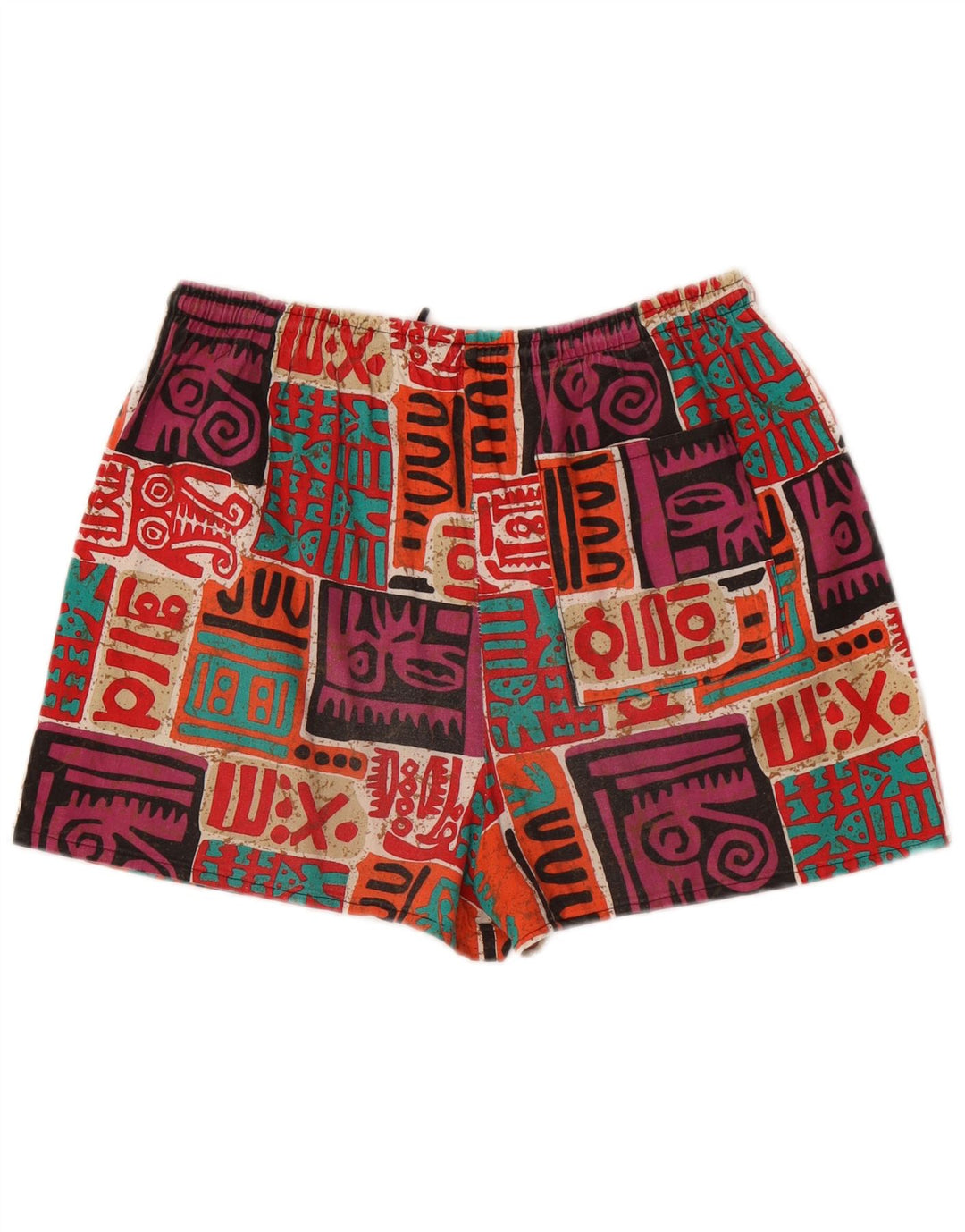 Pantaloncini vintage da uomo XL W38 in cotone patchwork multicolore