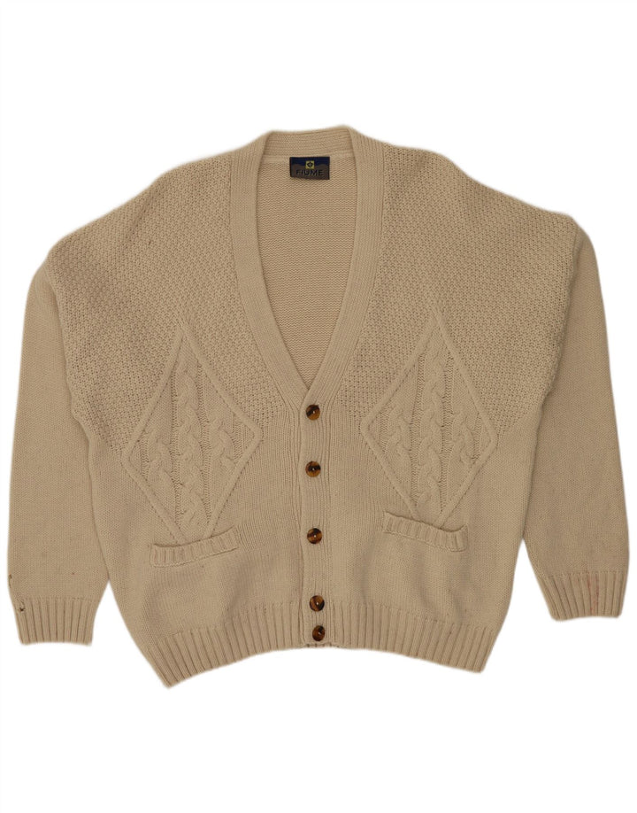 Maglione Cardigan Uomo Fiume IT 54 XL Beige Lana