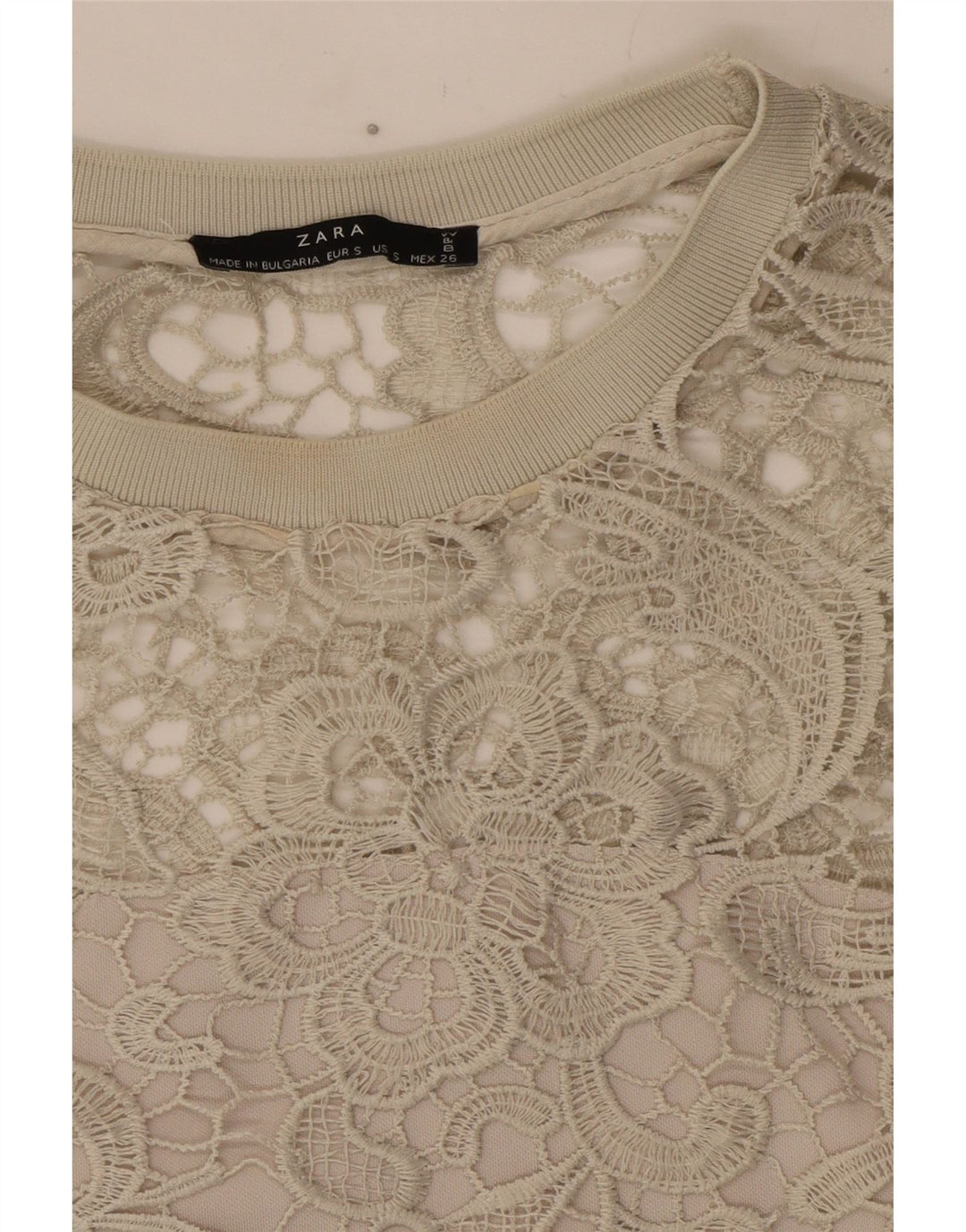 Top Blusa Donna Zara UK 10 Piccolo Grigio Floreale