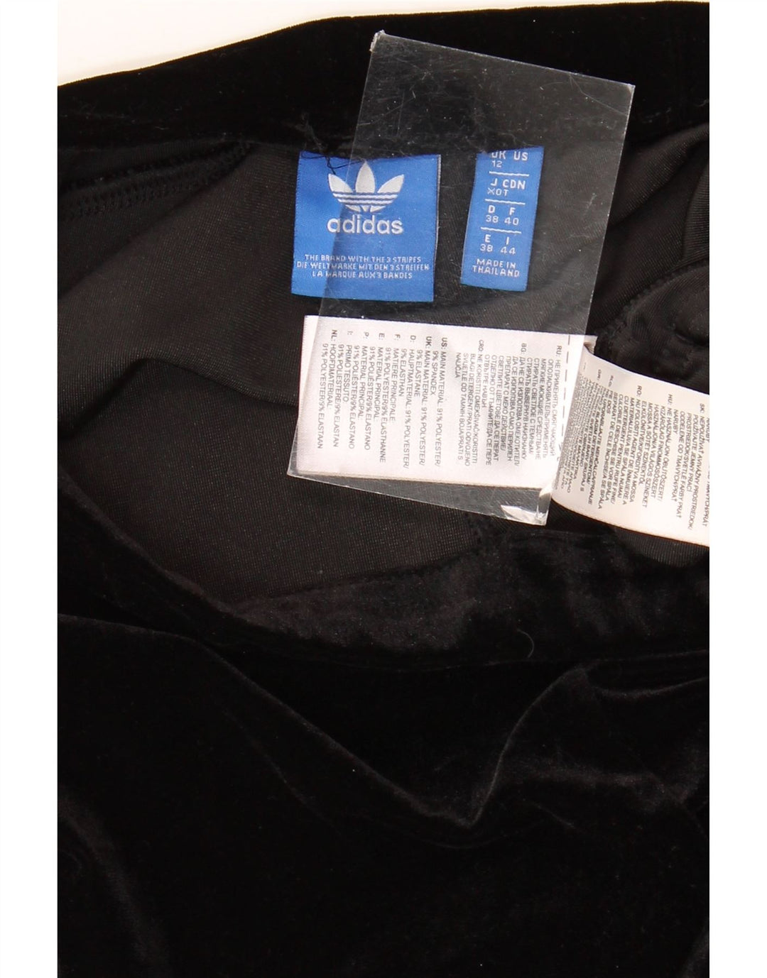 Leggings in velluto da donna Adidas UK 12 poliestere nero medio