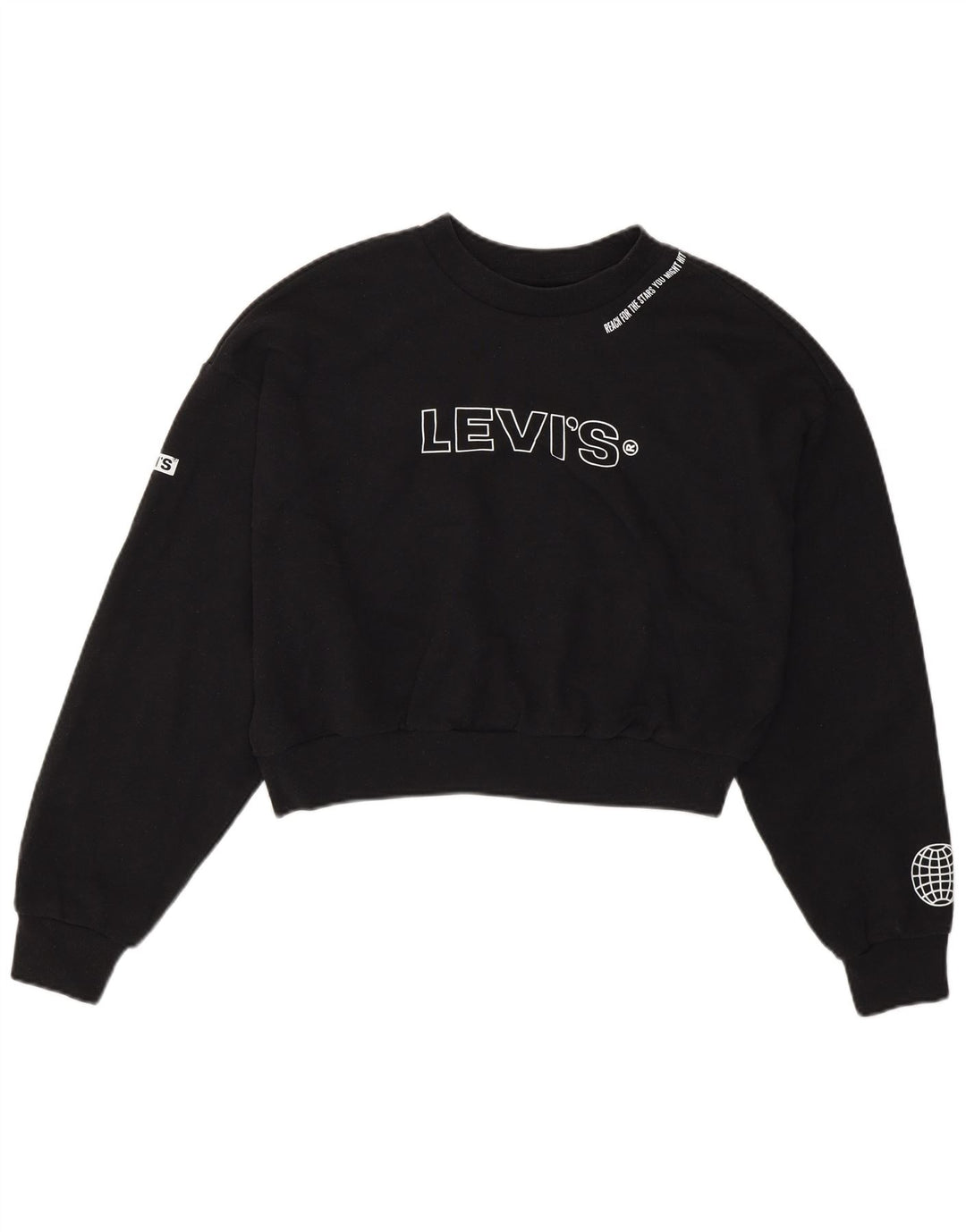 Levi's Donna Felpa Corta con Grafica Oversize Maglione UK 6 XS Nero