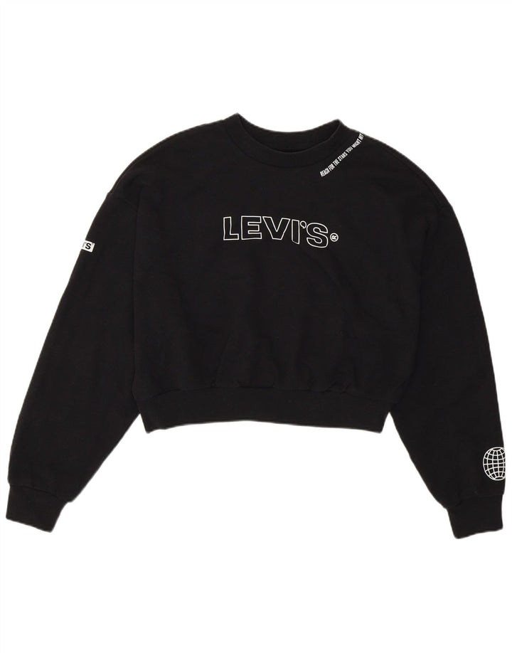 Levi's Donna Felpa Corta con Grafica Oversize Maglione UK 6 XS Nero