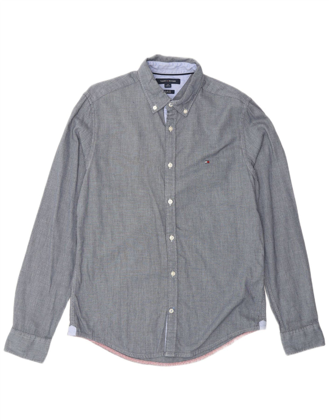 TOMMY HILFIGER Camicia slim fit da uomo piccola in cotone blu navy