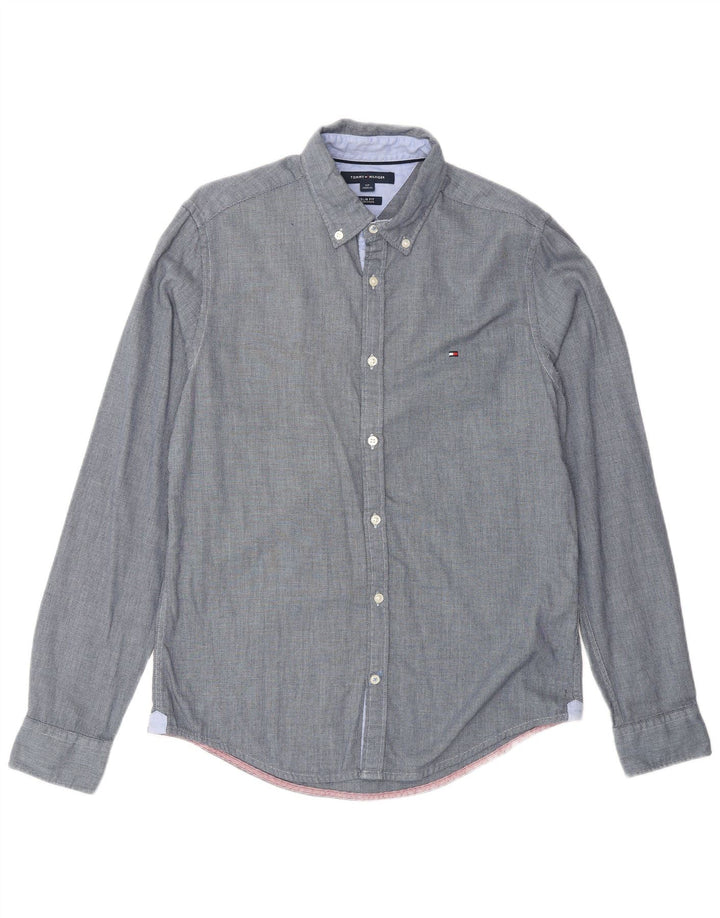 TOMMY HILFIGER Camicia slim fit da uomo piccola in cotone blu navy