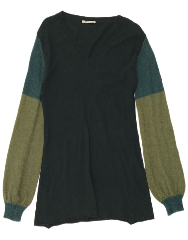 Abito maglione a maniche lunghe da donna Gas UK 12 Colorblock verde medio