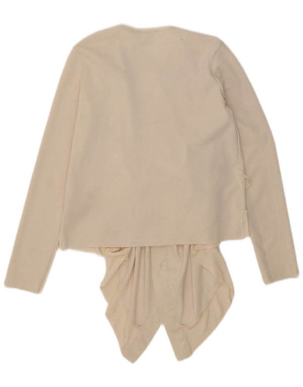 Top cardigan asimmetrico da donna Zara UK 10 piccolo poliestere bianco sporco