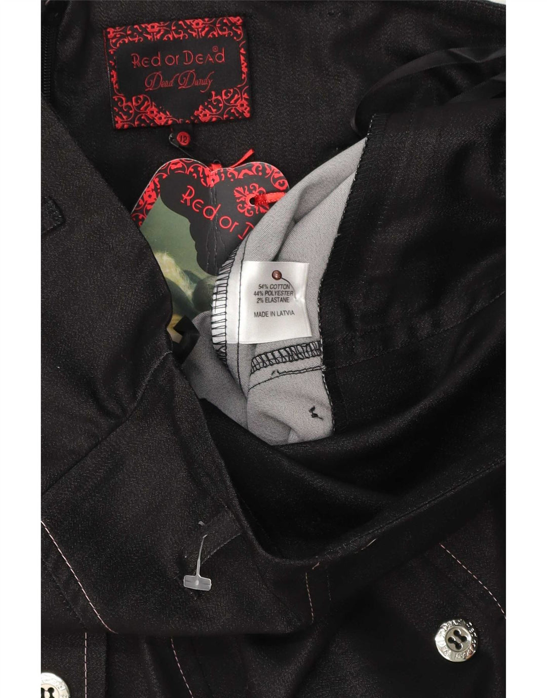 Gonna dritta da donna Red Or Dead UK 12 media W30 cotone grigio