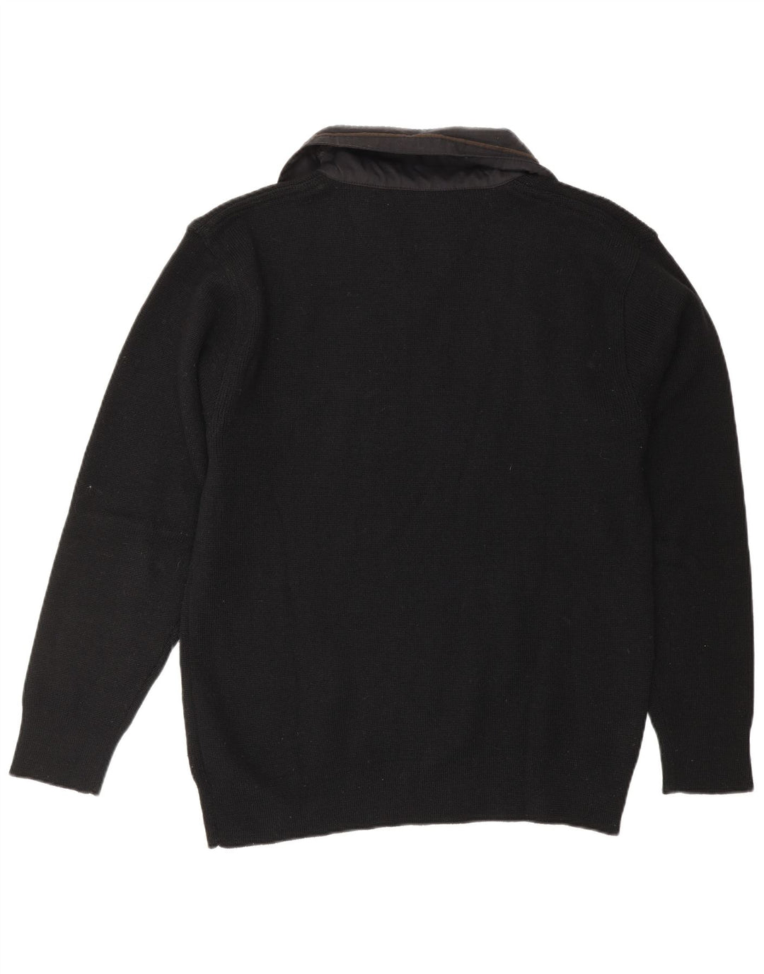 VINTAGE Maglione da uomo con collo con zip grafico Maglione grande acrilico nero nautico