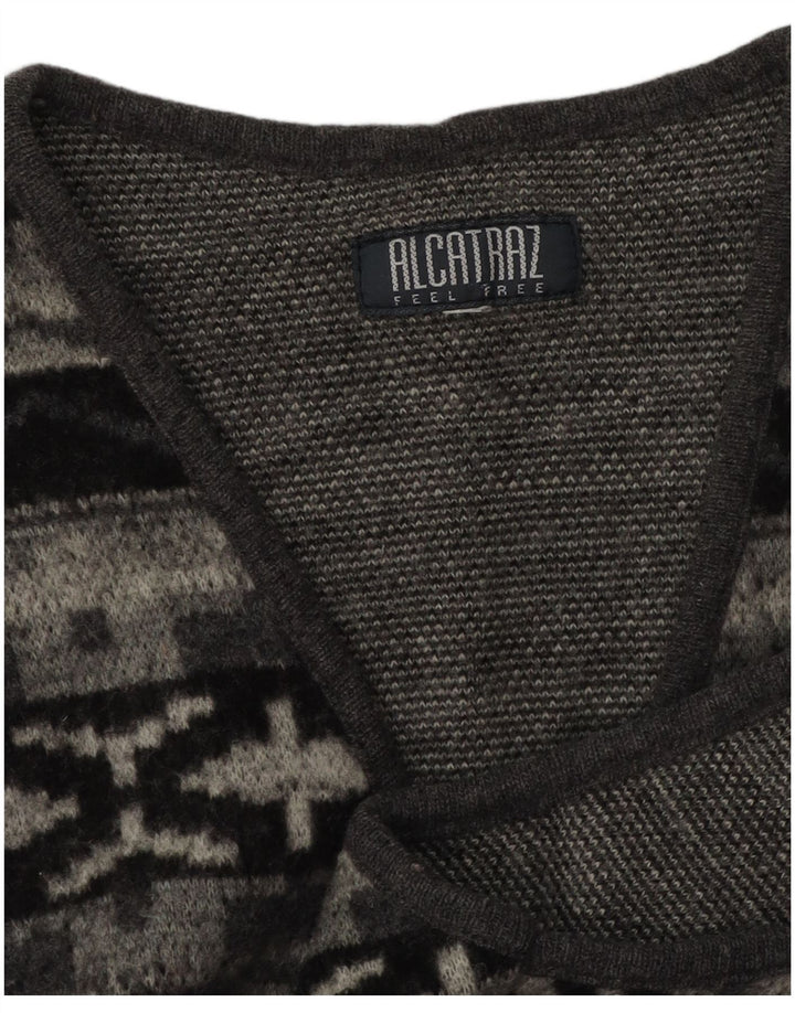 Maglione cardigan senza maniche da uomo Alcatraz piccolo grigio geometrico