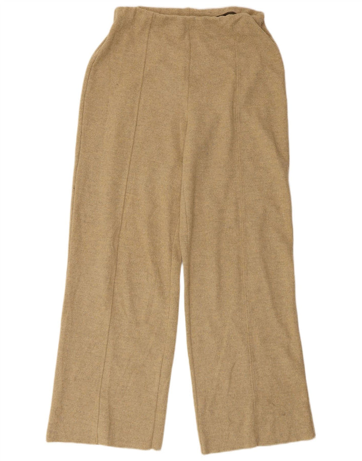 Pantaloni da tuta a vita alta da donna Zara UK 12 Poliestere beige medio