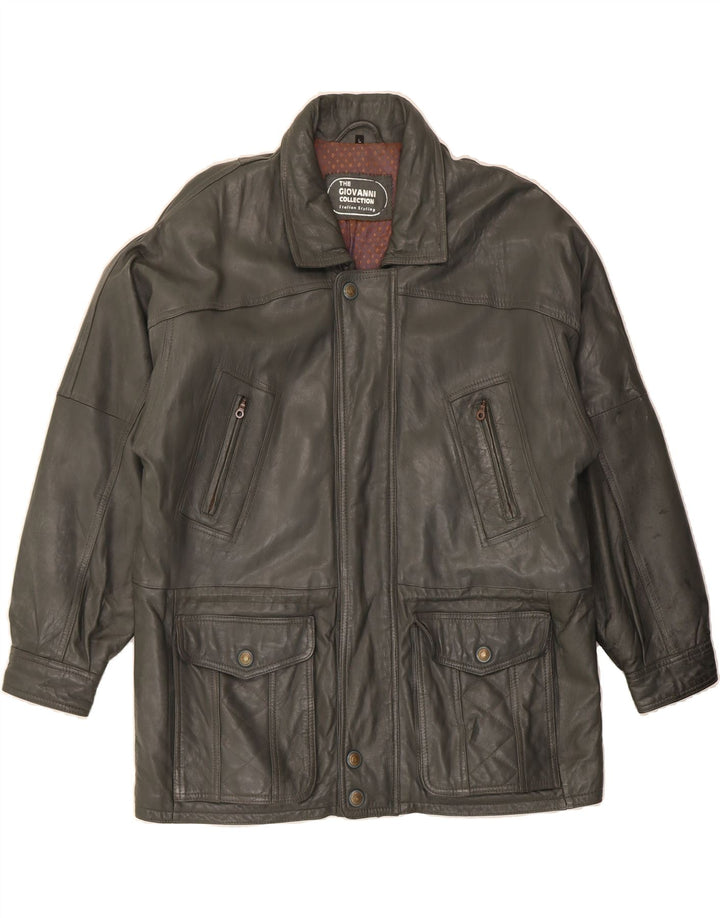 VINTAGE Mens Leather Jacket UK 40 Large Grey Leather Vintage Vintage and Second-Hand Vintage from Messina Hembry 