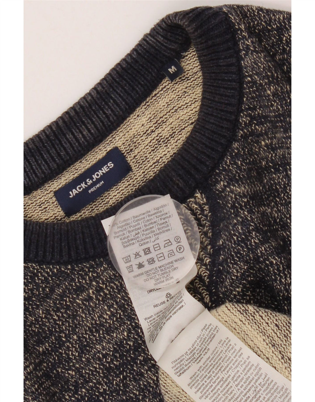 JACK & JONES Maglione maglione girocollo da uomo in cotone screziato blu navy medio