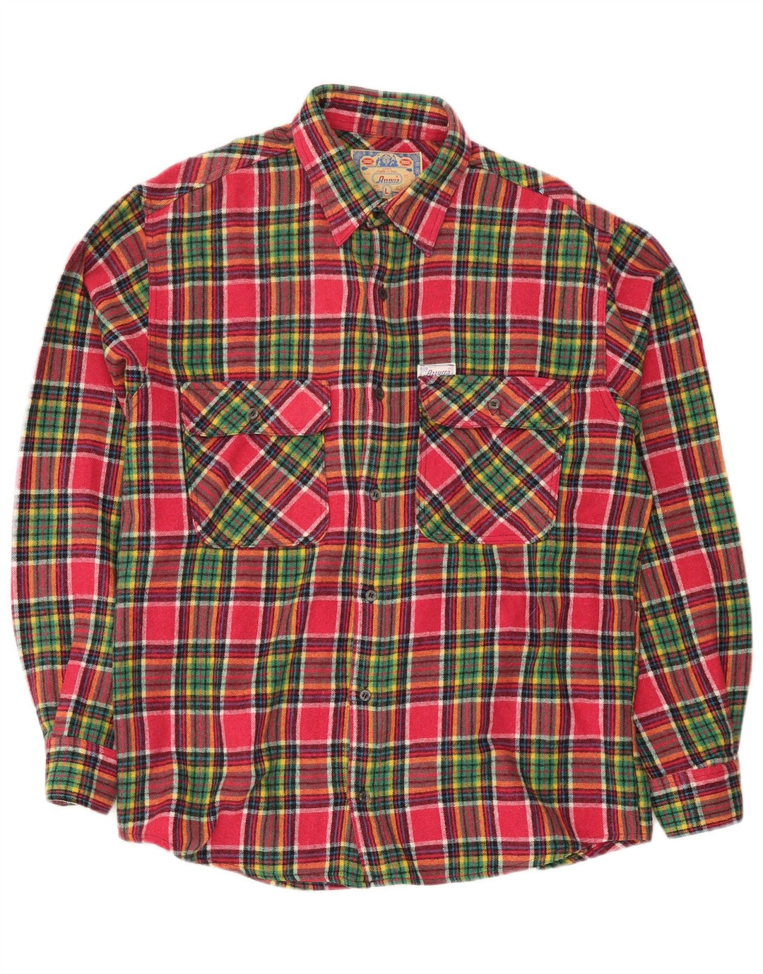 Camicia in flanella da uomo Azzurra, poliestere scozzese grande rosa