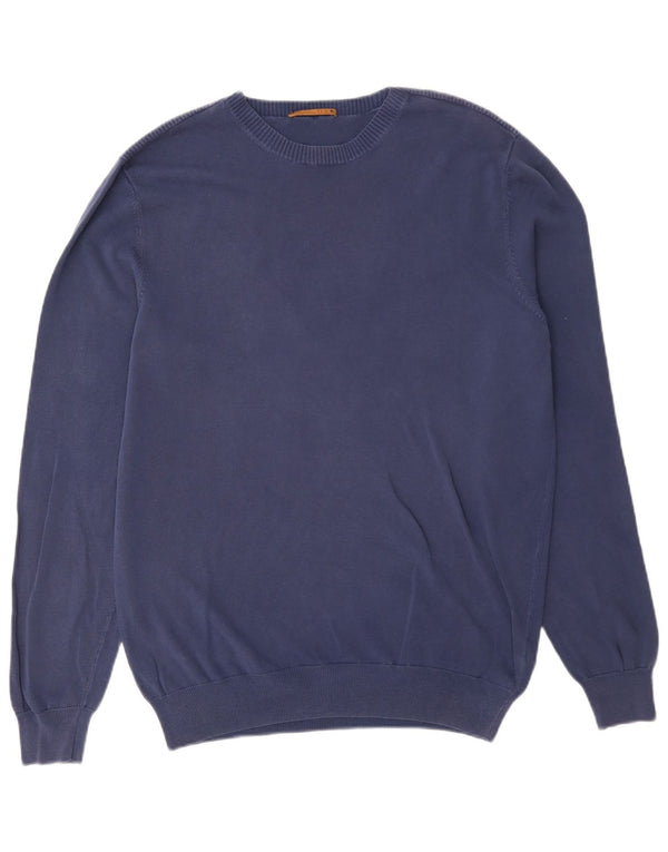 Maglione maglione girocollo da uomo Massimo Dutti in cotone blu navy medio