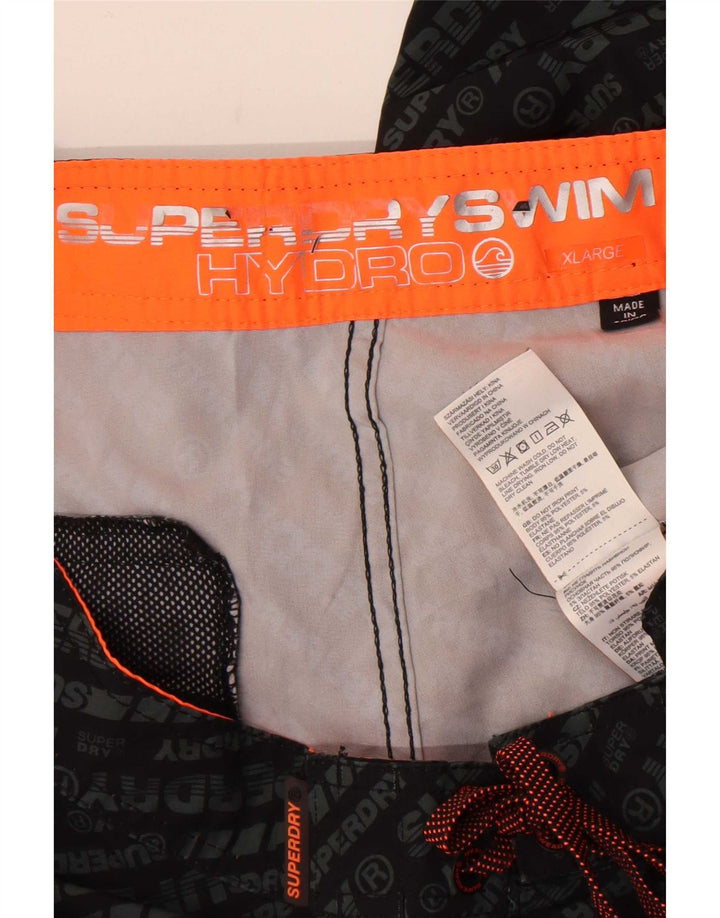 Pantaloncini da bagno regolari da uomo con grafica Superdry XL poliestere nero