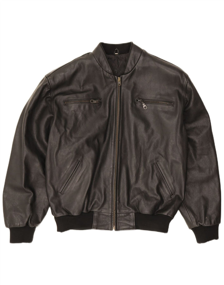Giacca in pelle vintage da uomo UK 42 XL nera