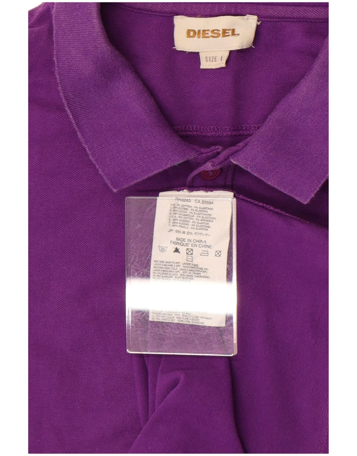 Polo Diesel da uomo grande in cotone viola