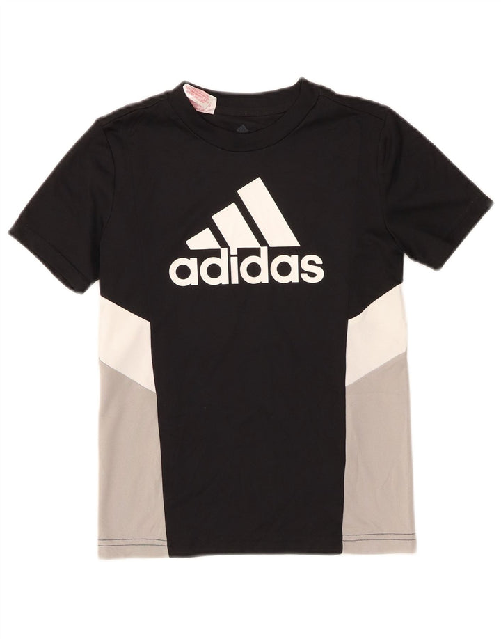 T-shirt grafica da ragazzo Adidas Top 9-10 anni in poliestere color block nero