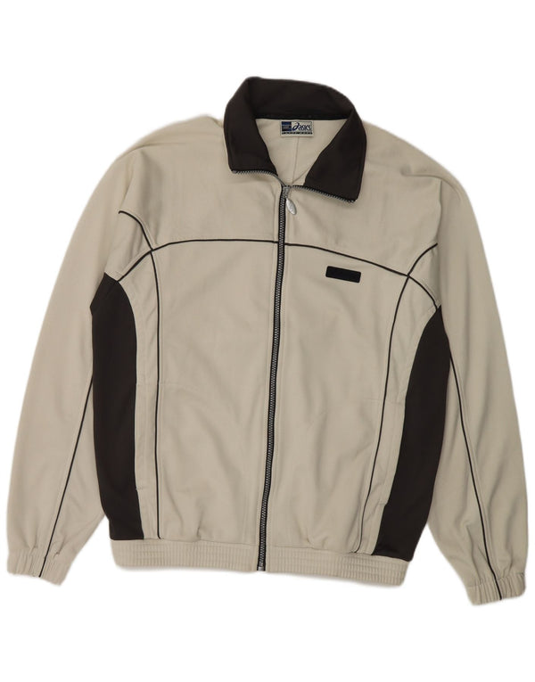 Giacca da ginnastica da uomo Asics, piccola, in poliestere color block beige