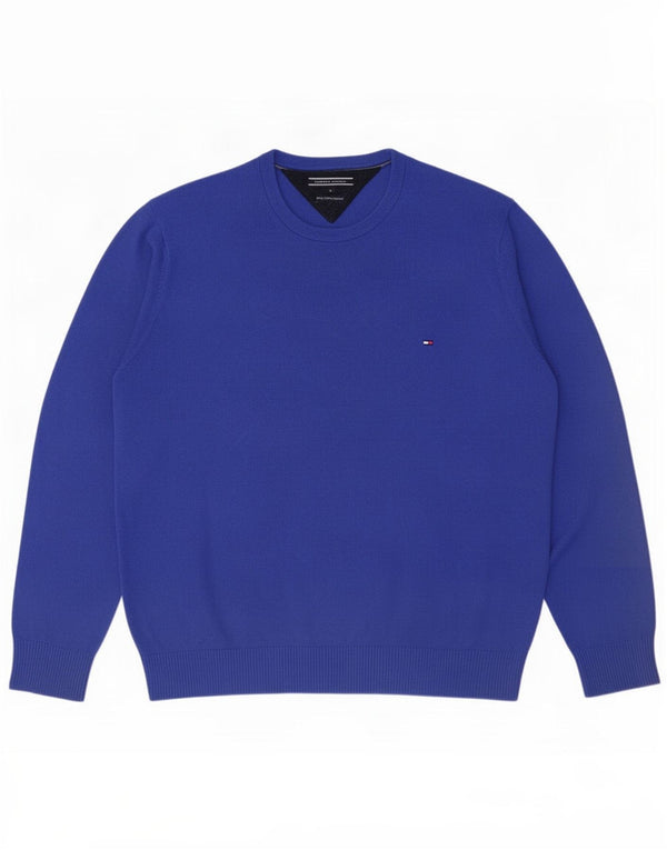 Maglione maglione girocollo da uomo Tommy Hilfiger grande cotone blu