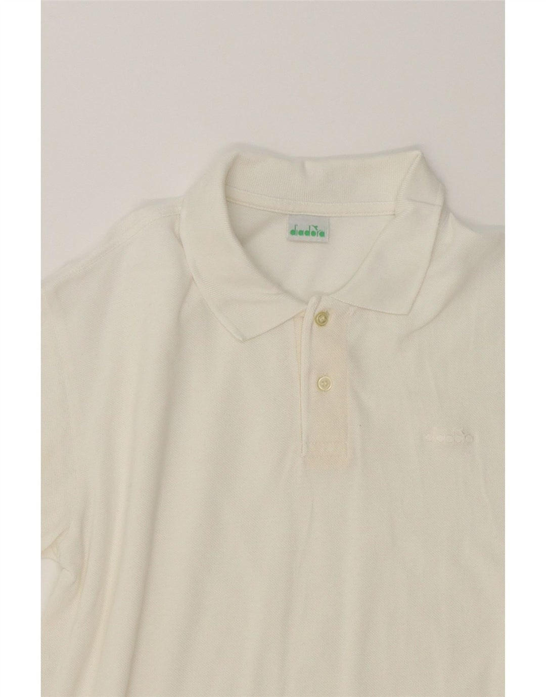 DIADORA Mens Polo Shirt Medium White Cotton Vintage Diadora and Second-Hand Diadora from Messina Hembry 