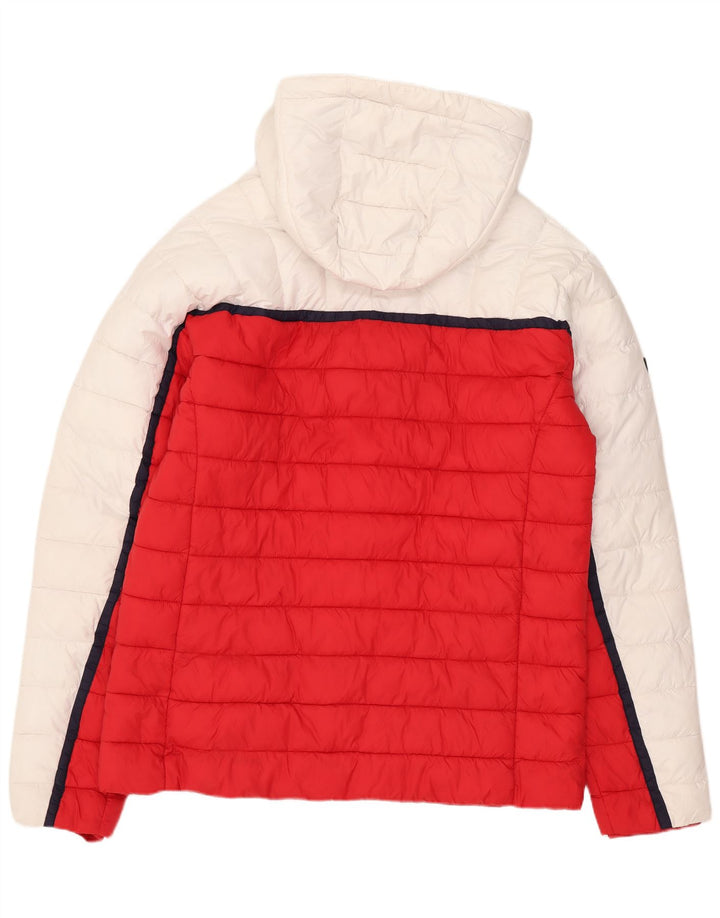 Giacca imbottita con cappuccio da uomo Superdry UK 40 Large Poliestere color block bianco