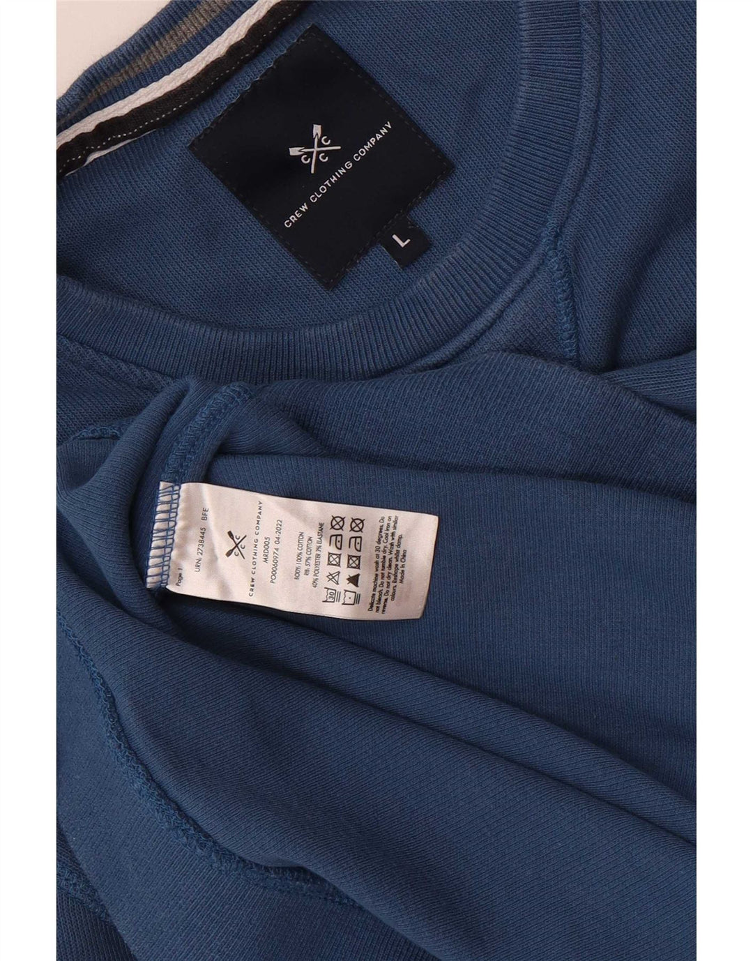 Crew Clothing Felpa da uomo Maglione grande in cotone blu