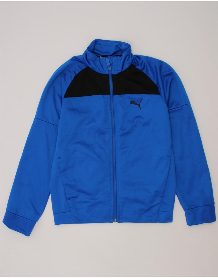 PUMA Boys Tracksuit Top Jacket 9-10 Years Blue Colourblock Polyester Vintage Puma and Second-Hand Puma from Messina Hembry 