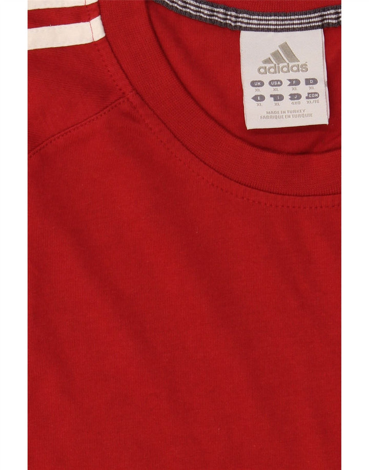ADIDAS Mens T-Shirt Top XL Red Cotton Vintage Adidas and Second-Hand Adidas from Messina Hembry 