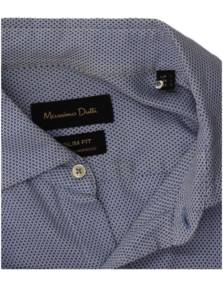 Camicia da uomo slim fit Massimo Dutti grande blu geometrica